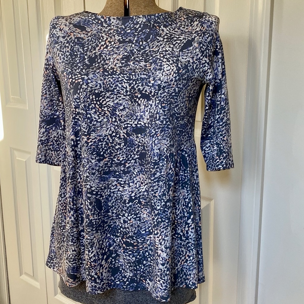 J. JILL Gray Animal Print Top Petite Small  EUC